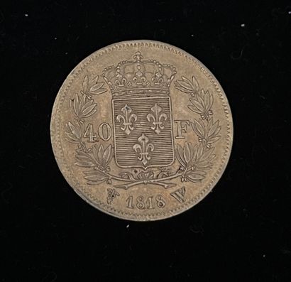 null A 40 franc Louis XVIII gold coin, 1818 W (wear)