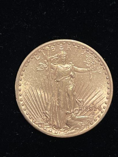 null A US$20 gold coin, D 1914 (wear)