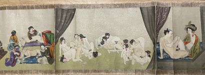 null Japan - Meiji period (1868-1912)
Ink on silk, twelve erotic scenes on silk,...