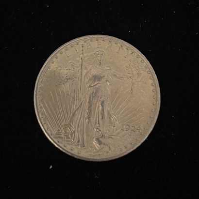 null Une pièce en or de 20$ US 1924 (usures)