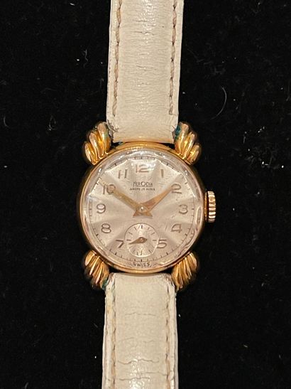 null Ladies' watch in 750 mm yellow gold, dial signed HERODIA. No. 2203 3. leather...