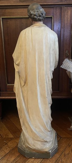 null Statue in polychromed plaster. St Joseph. Height: 82 cm (wear)