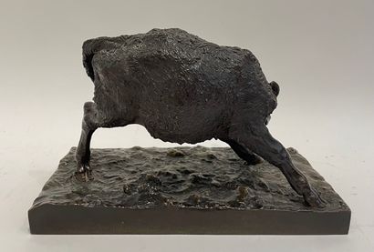 null After a model by Anne Marie CARL NIELSEN (1863-1945). A heifer. Bronze with...