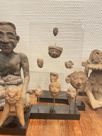 null Set of objects in the pre-Columbian style including sculpture and terracotta...