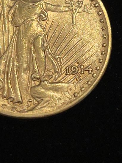 null A US$20 gold coin, D 1914 (wear)