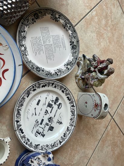 null Lot of ceramics: plates, Christian DIOR porcelain tumbler, Capo di Monte porcelain...
