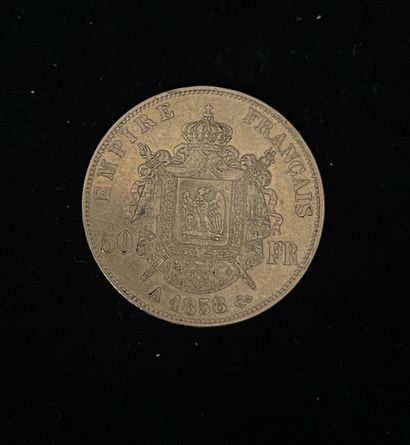 null One 50 franc gold coin Napoléon III bare head A 1858 (wear)