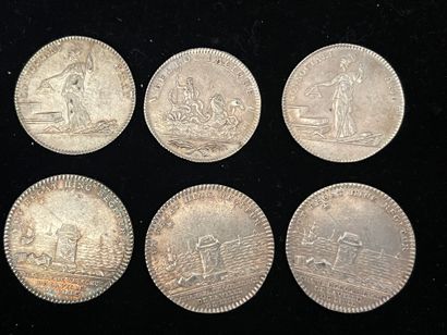 null Six Louis XVI silver pieces (wear)