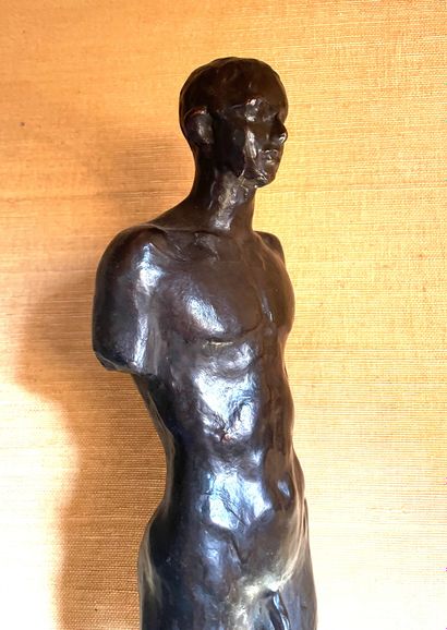 null Jean CARTON (1911-1988). Nude man. Brown patina bronze sculpture, signed and...