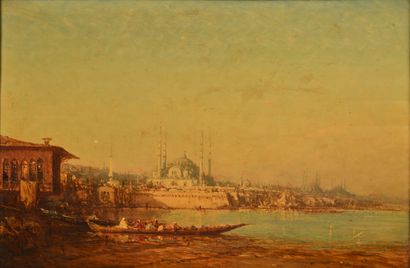 null Félix ZIEM (1821-1911)
"Caïque in front of the walls of Stambul", circa 1865
Oil...