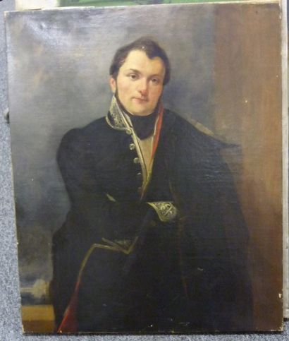 null Ecole Francaise début XIXème, Officier, huile sur toile, 61 x 50 cm

