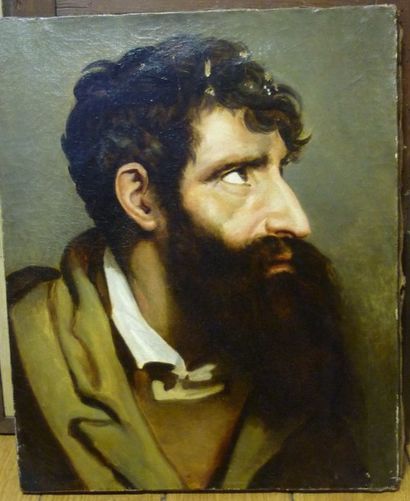 Ecole FRANCAISE XIXème, Profil d'homme barbu,...