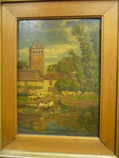 null Ecole FRANCAISE fin XIXème, Bord de Rivière, huile sur panneau, 36 x 24 cm
...