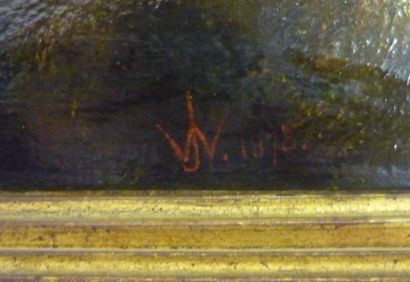 Ecole ANGLAISE (XIXème), Vue de la Tamise de Richmond Terrasse, huile sur toile datée...