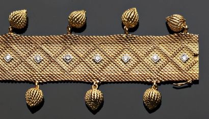 null Sterlé Bracelet ruban souple en or maille paillasson, le centre formant une...