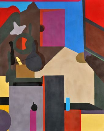 Robert BAKOUCHE (1942) «Composition géométrique» Huile sur toile Signée au revers...