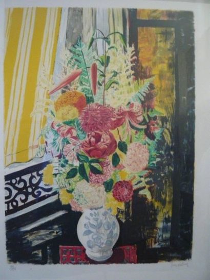 Jean KISLING (1891-1953) Vase devant la fenêtre Lithographie Tampon de l?atelier...