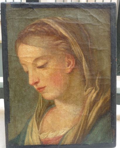 null Ecole Italienne du XVIIème, Vestale, huile sur toile, 20 x 16 cm. (rentoila...