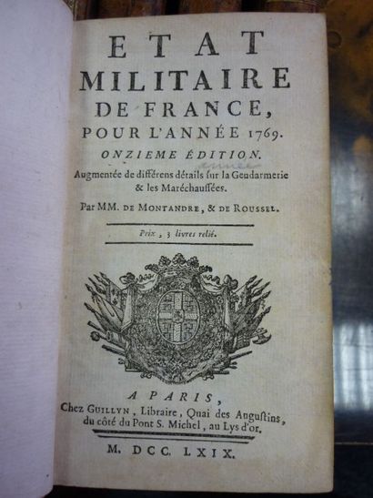 null Etat militaire pour1769. In-12 plein veau, usures coiffes et coins.