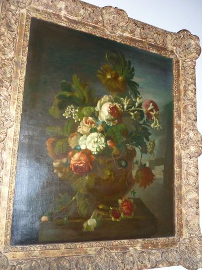 null Ecole Française XIX, Fleurs, toile, env. 60 x 45 cm