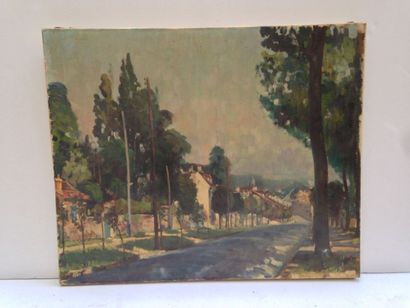 null Ecole Française fin XIXème, 

Rue bordée d'arbres, 
toile, 60 x 50 cm
