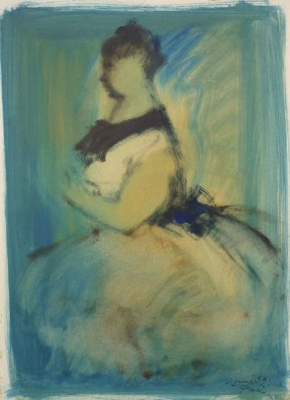 Sylvain VIGNY (1902-1970), Sylvain VIGNY (1902-1970),

Femme en robe,

aquarelle...