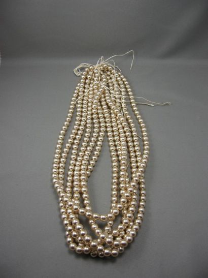 null Lot de 6 rangs de perles fantaisie imitant les perles de culture, colliers chocker...