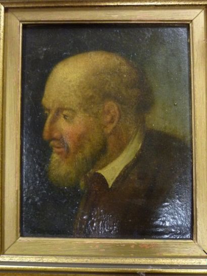 null Ecole FLAMANDE du XVII ème, Profil d'homme âgé, huile sur toile. 19 x 15 cm...