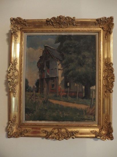 null BLANCHARD (XX ème), Maison, toile signée. 44 x 37 cm.