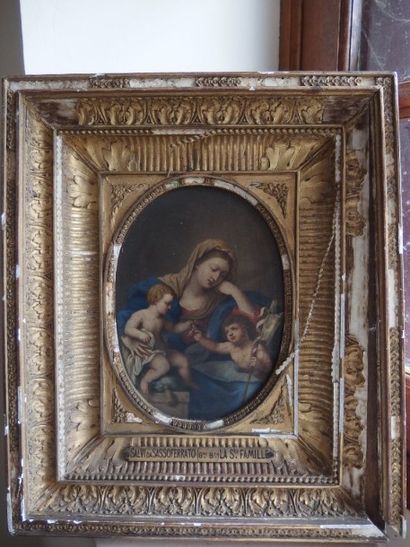 null Ecole Italienne, Vierge à l'Enfant avec saint Jean-Baptiste, huile sur cuivre,...