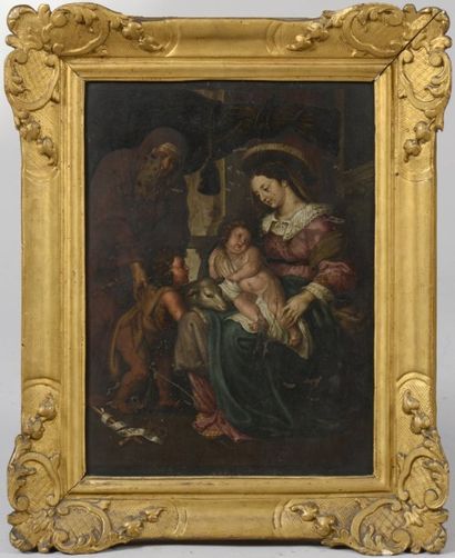 null Ecole Italienne XVIIème, scène de Nativité, huile sur cuivre. 40 x 32, (acc...