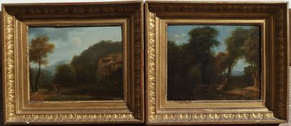 null Jean Victor BERTIN ,(1767 - 1842), paysages animés, paires d'huile sur paneau,...