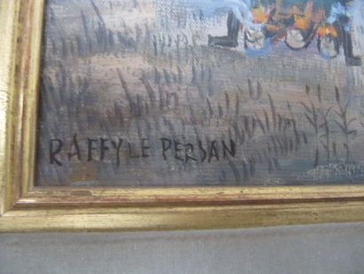 Jean RAFFY LE PERSAN (né en 1920) «Cour de ferme animée», Huile sur toile. Signée....
