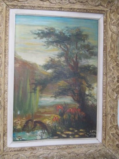 Jean RAFFY LE PERSAN (né en 1920) «Grand pin au bord de l'eau», Huile sur toile signée...