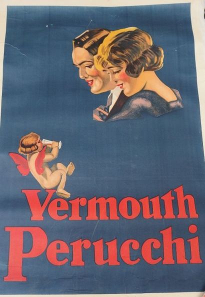 Vermouth PERUCCHI Affiche publicitaire pour le Vermouth Perucchi. 104 x 76 cm. (...