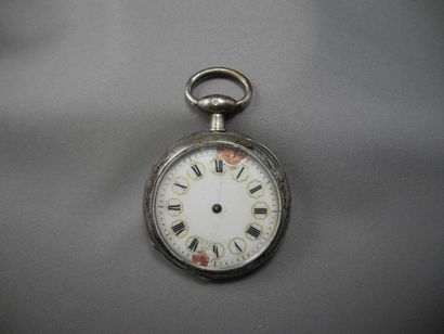 null Montre de gousset en argent guilloché, cuvette intérieure signée Riotteau à...