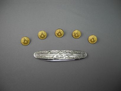 null Lot à Symboles Maçonniques composé de 5 boutons en métal doré de Badge & Button...