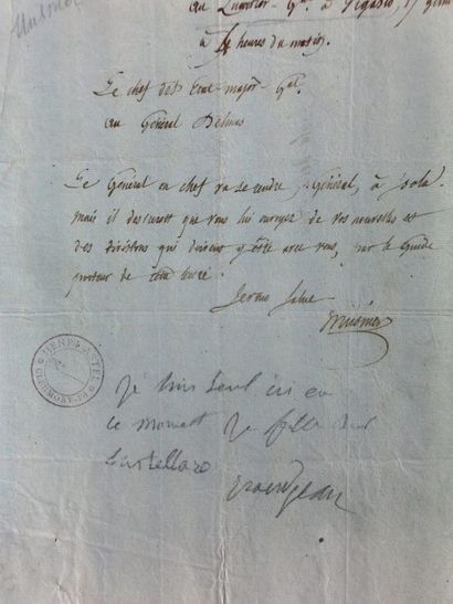 MUSNIER, Louis Félix Musnier de La Converserie. Général, Baron d’Empire… Lettre manuscrite...