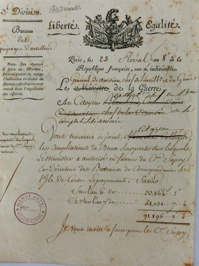 [Corse] ANDREOSSY, Antoine François. Général, hydrographe et diplomate… 1 page, Paris,...