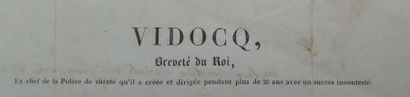 VIDOCQ, Eugène-François. Chef de la sûreté sous l'Empire et la restauration ; fondateur...