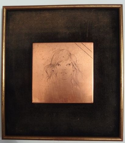 null Leonore FINI (1908-1996),

Portrait de jeune fille cheveux au vent,

Cuivre...