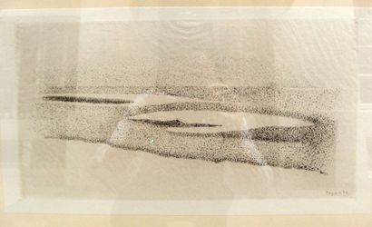 null Véra PAGAVA (1907-1988),

bord de mer,

gravure pointilliste,

21 x 37,5 cm...