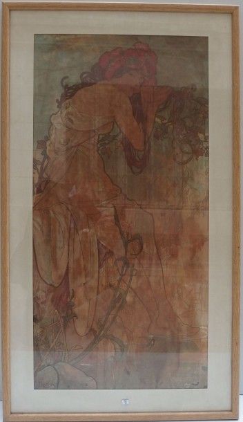 null Alphonse MUCHA (1860-1939),

affiche encadrée,

95 x 48 cm. (en l'état)