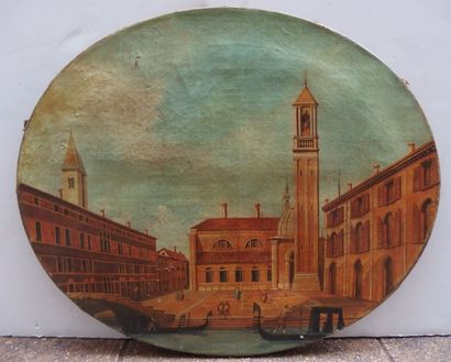null Ecole ITALIENNE XIXème, 

Vue de Venise, 

toile ovale.

50 x 61 cm.