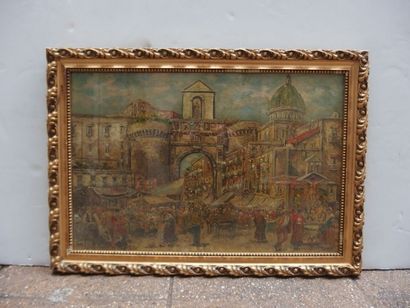 null Ecole NAPOLITAINE, 

Porta Capuana, 

huile.

39 x 58 cm