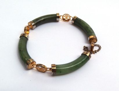 null Bracelet articulé en jade et laiton.