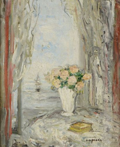 Pierre LAPRADE (1875-1931) Pierre LAPRADE (1875-1931),

Bouquet devant la mer,

Huile...