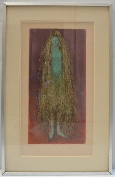 null Leonor FINI (1907-1996),

Femme bleue, 

Lithographie signée et numérotée 17/90,...