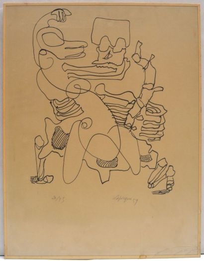 null Charles LAPICQUE,

Squelette, 1959,

Lithographie n° 20/75.

58 x 44 cm.