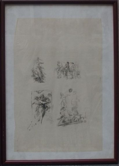 null FANTIN-LATOUR (1836-1904),
Quatre croquis étude de danse,
Lithographie, Cadre...